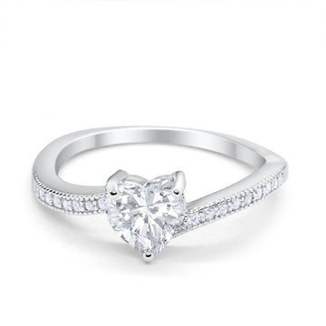 Heart Promise Wedding Ring Simulated Cubic Zirconia 925 Sterling Silver